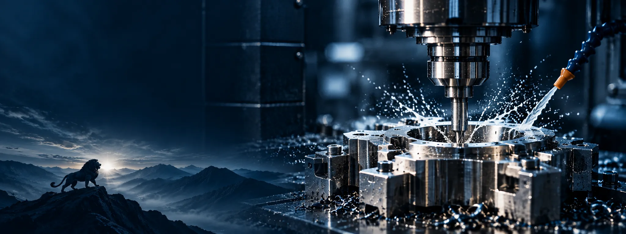 CNC machining centre cutting a precision component
